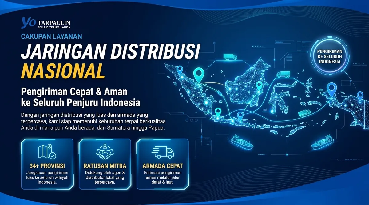 Jaringan distribusi nasional Yo Tarpaulin: 34+ provinsi, ribuan mitra distributor, armada cepat