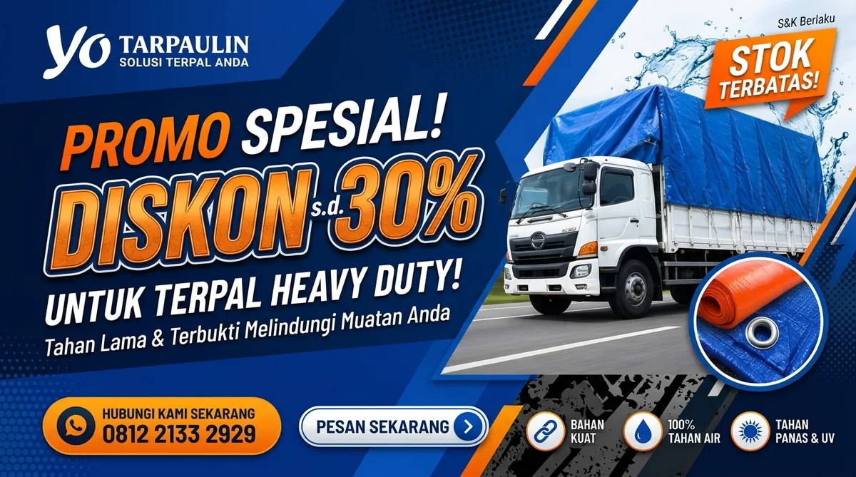Promo spesial: diskon 30% untuk terpal heavy duty Yo Tarpaulin